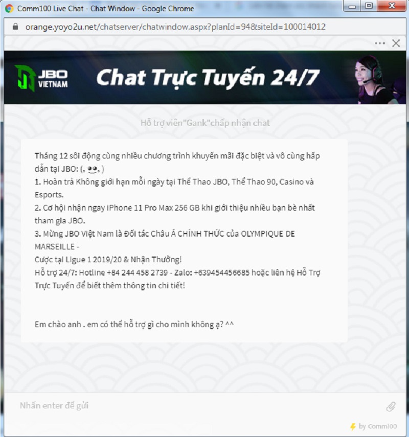 Chat Live với đội ngũ chăm sóc khách hàng | Jbo VietNam